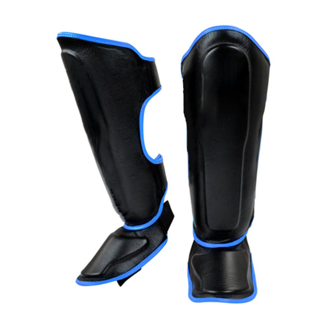 Black/Blue Trim Muay Thai/Kickboxing Shin Guards